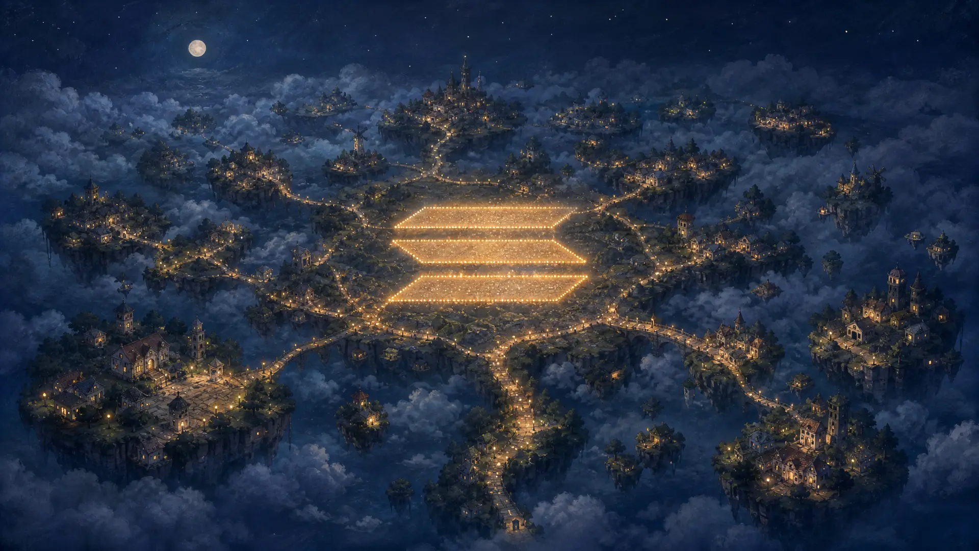 From above: every road in the world forms one Solana mark, glowing like street lamps